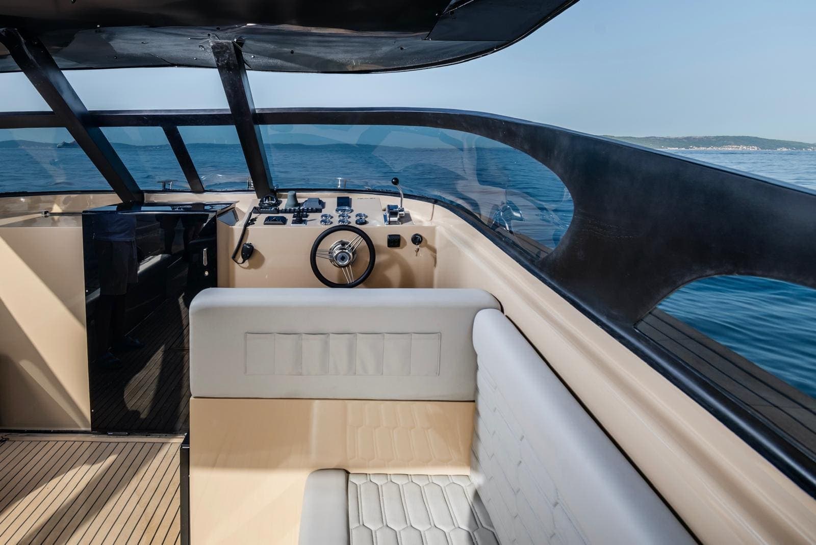 Teak deck and cushioned sun pads