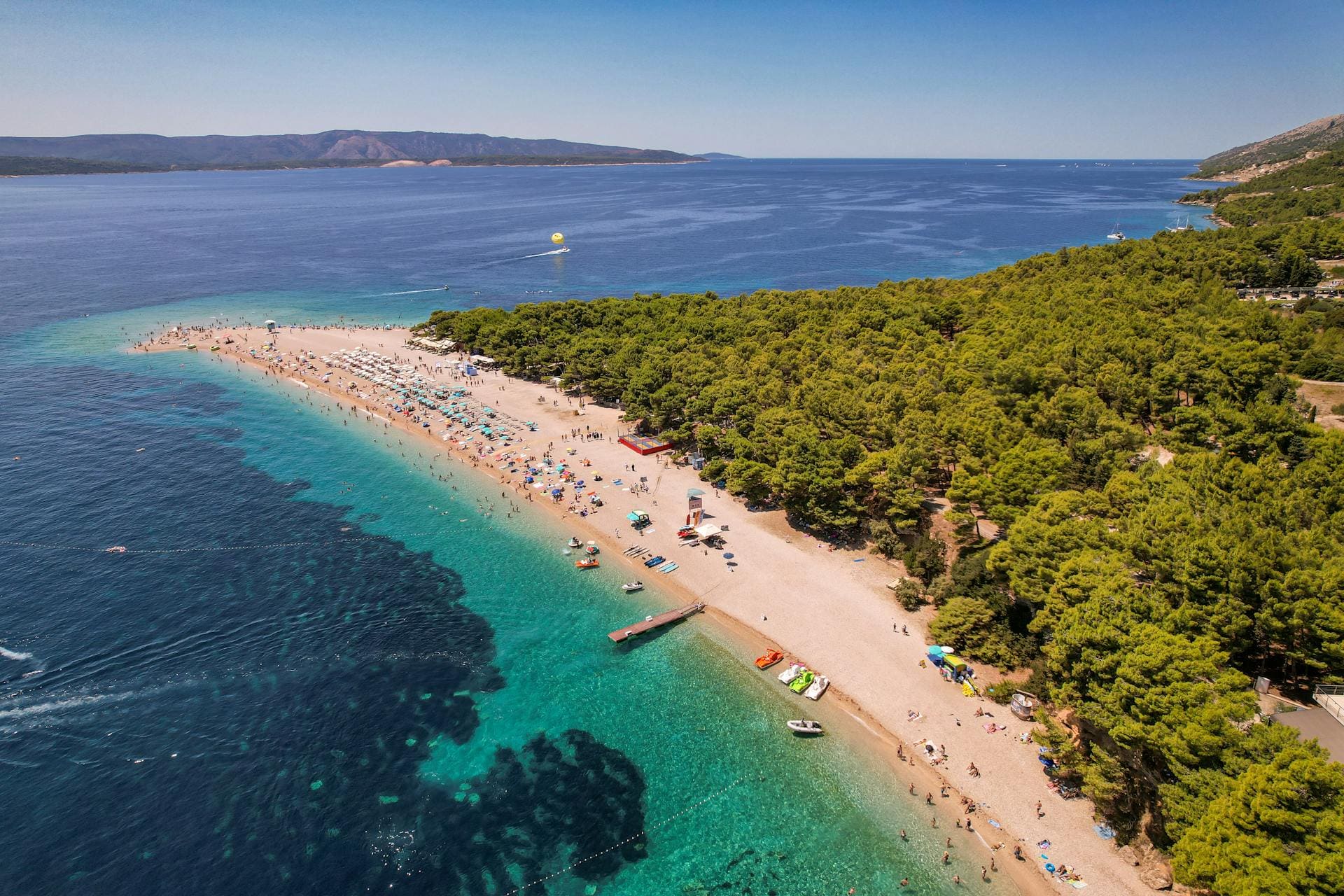 Zlatni Rat golden horn beach on Brač island with turquoise Adriatic water