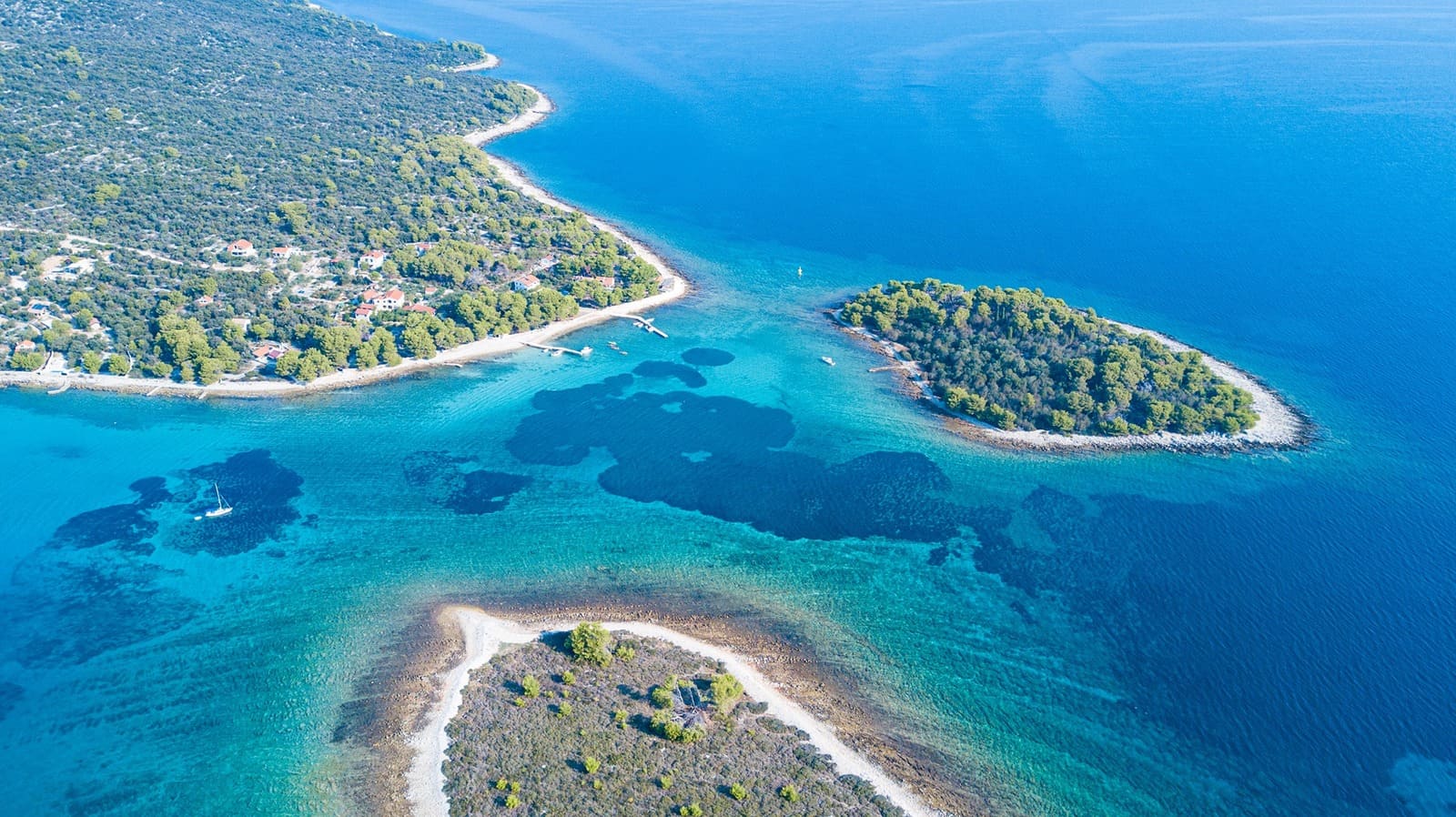 Crystal-clear turquoise water of the Blue Lagoon near Split, Croatia