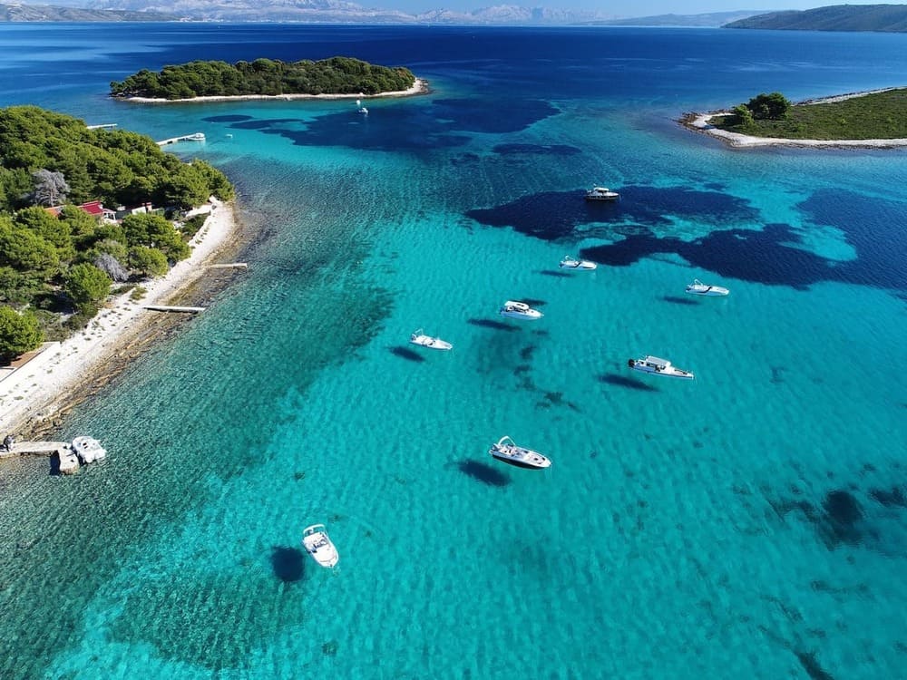 Anchored in the Blue Lagoon — our favourite swim stop of the day