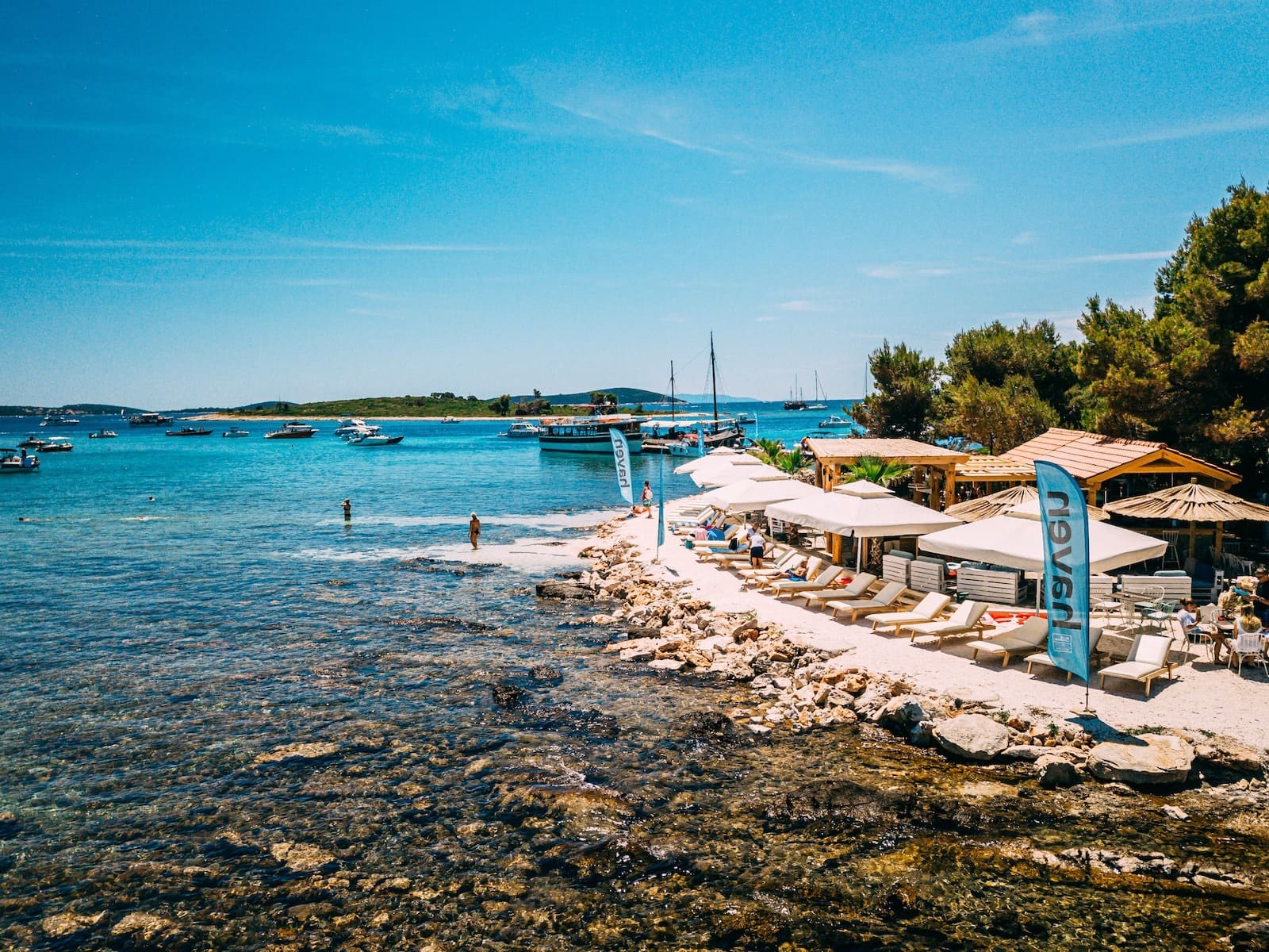 Crystal-clear turquoise water of the Blue Lagoon near Split, Croatia
